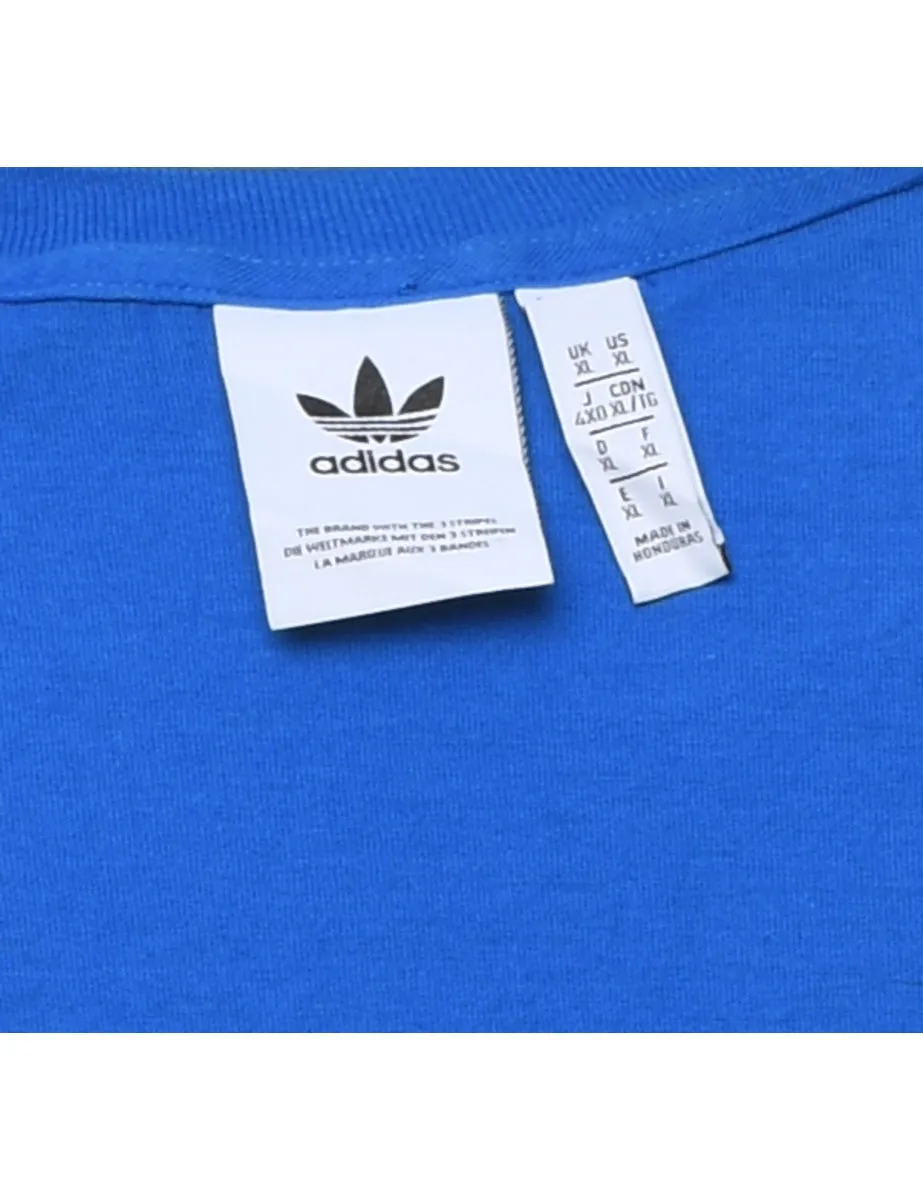 Adidas Blue & White Contrast Plain T-shirt - XL