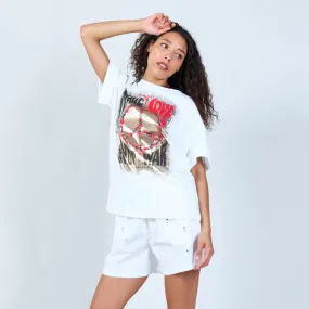 Basic white t-shirt with print " MAKE LOVE" wholesale