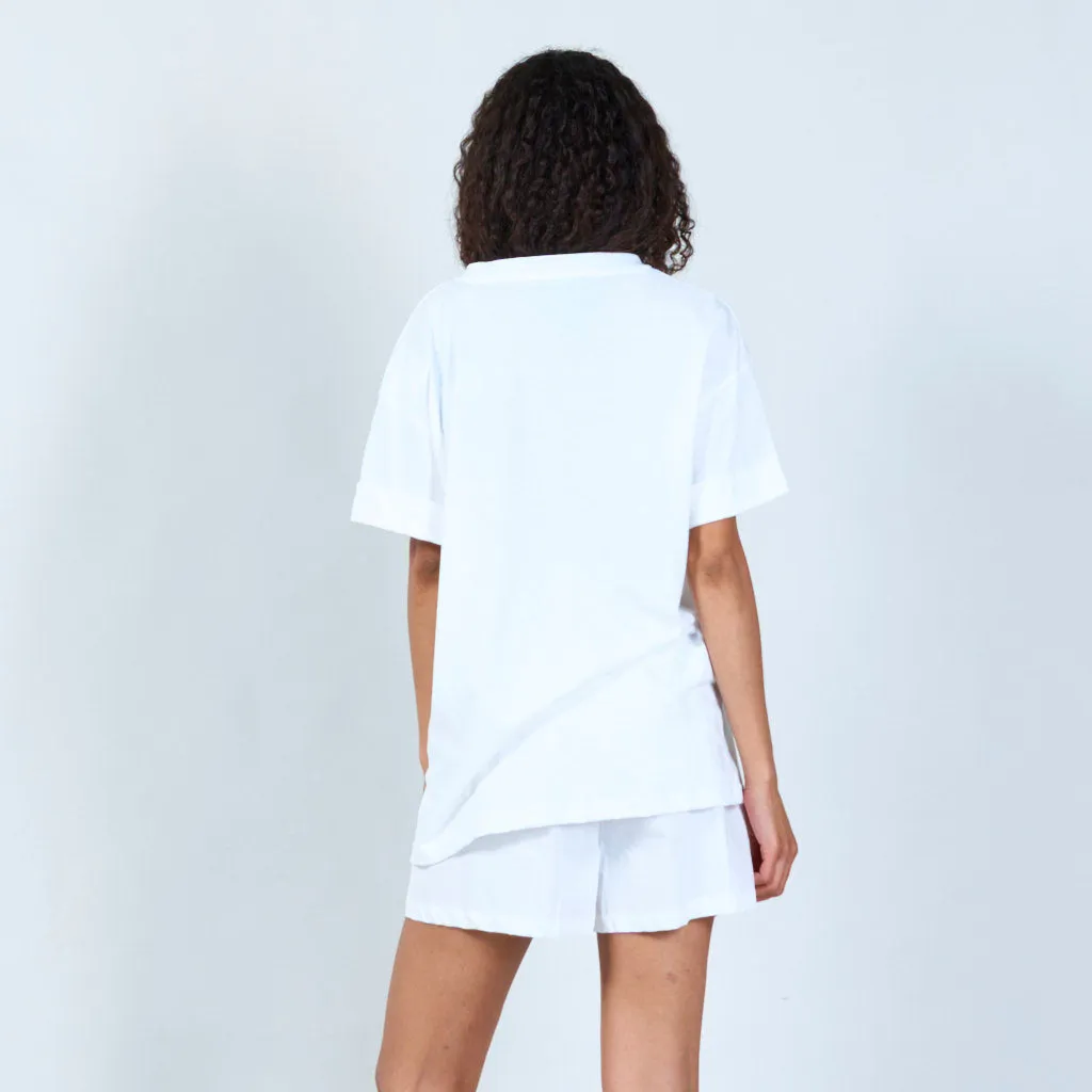 Basic white t-shirt with print " MAKE LOVE" wholesale