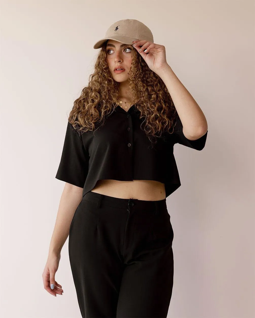 Black Cropped Shirt