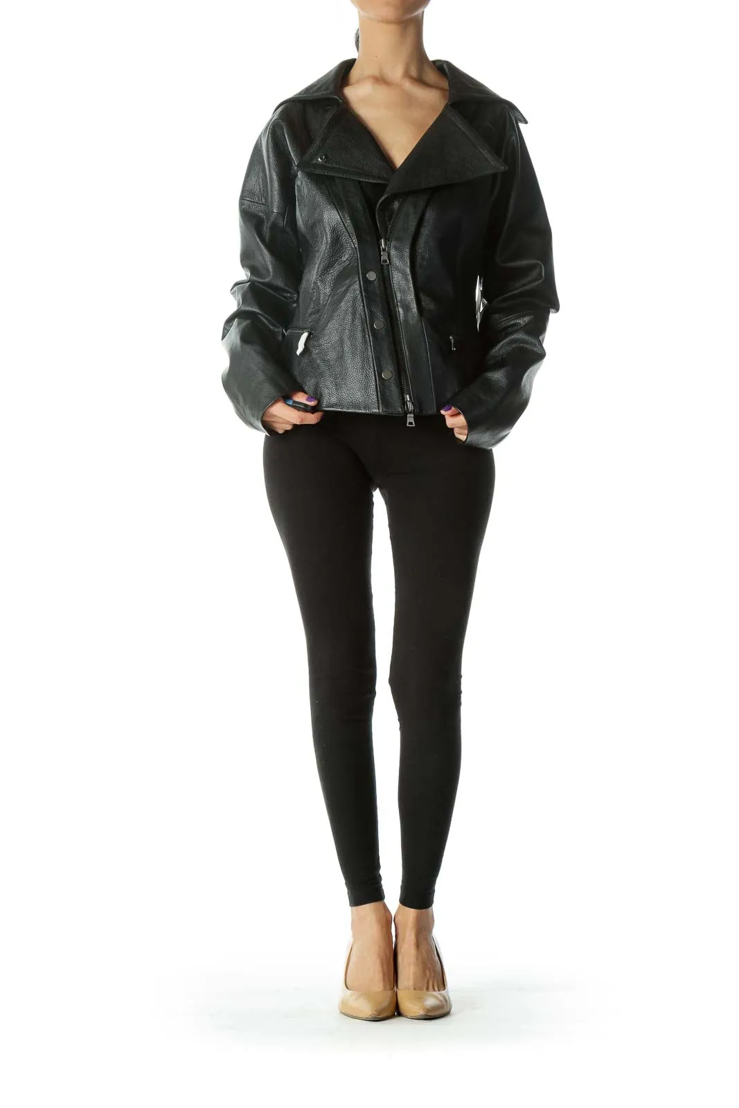 Black Lamb Leather Biker Jacket