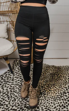 Black Laser Cut High Waist Leggings | FINAL SALE