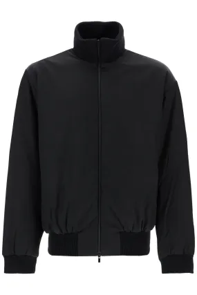 BLACK NYLON BOMBER WITH HIGH COLLAR