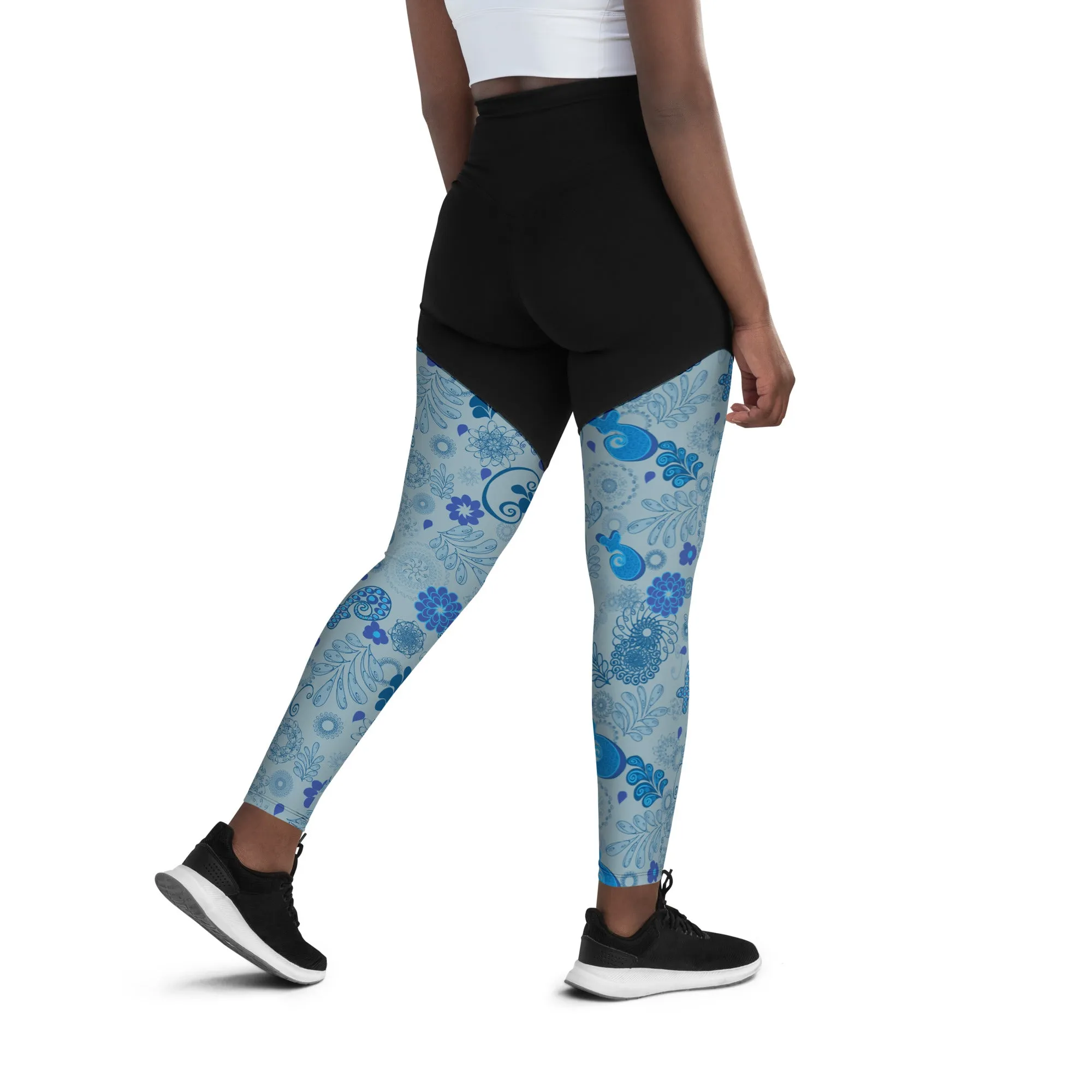 Blue Paisley Sports Leggings