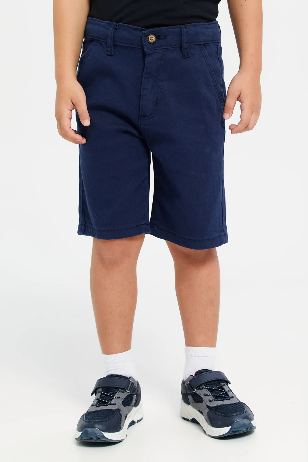 Boys Navy Basic Chino Shorts