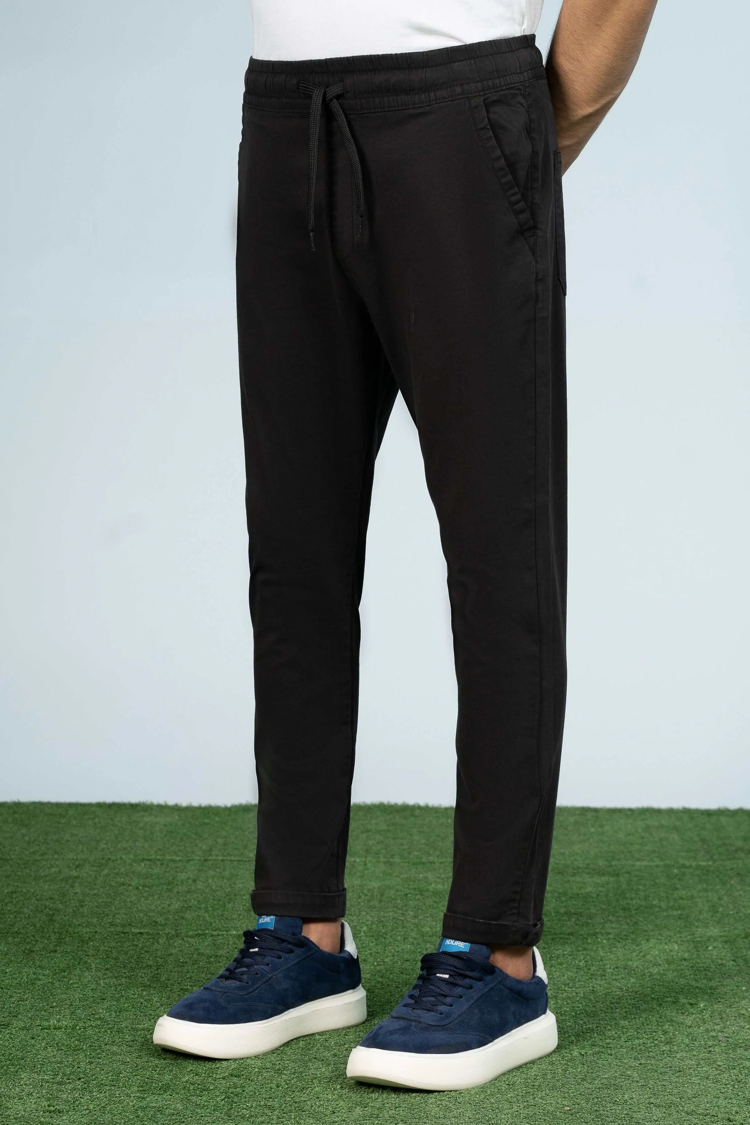 CASUAL JOGGER WAIST TROUSER BLACK