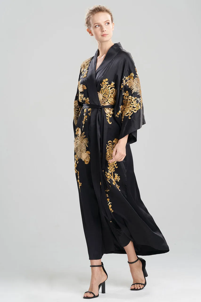 Couture Floral Embroidery Silk Robe