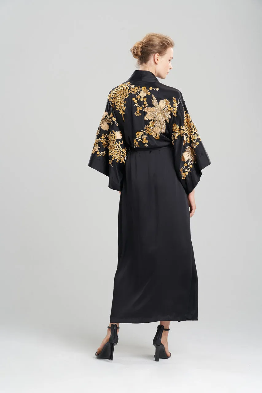 Couture Floral Embroidery Silk Robe