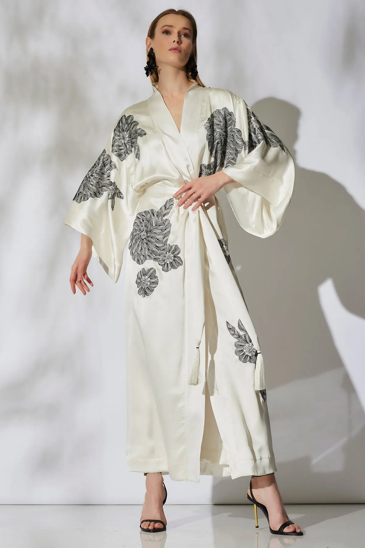 Couture Miyoshi Embroidered Silk Robe