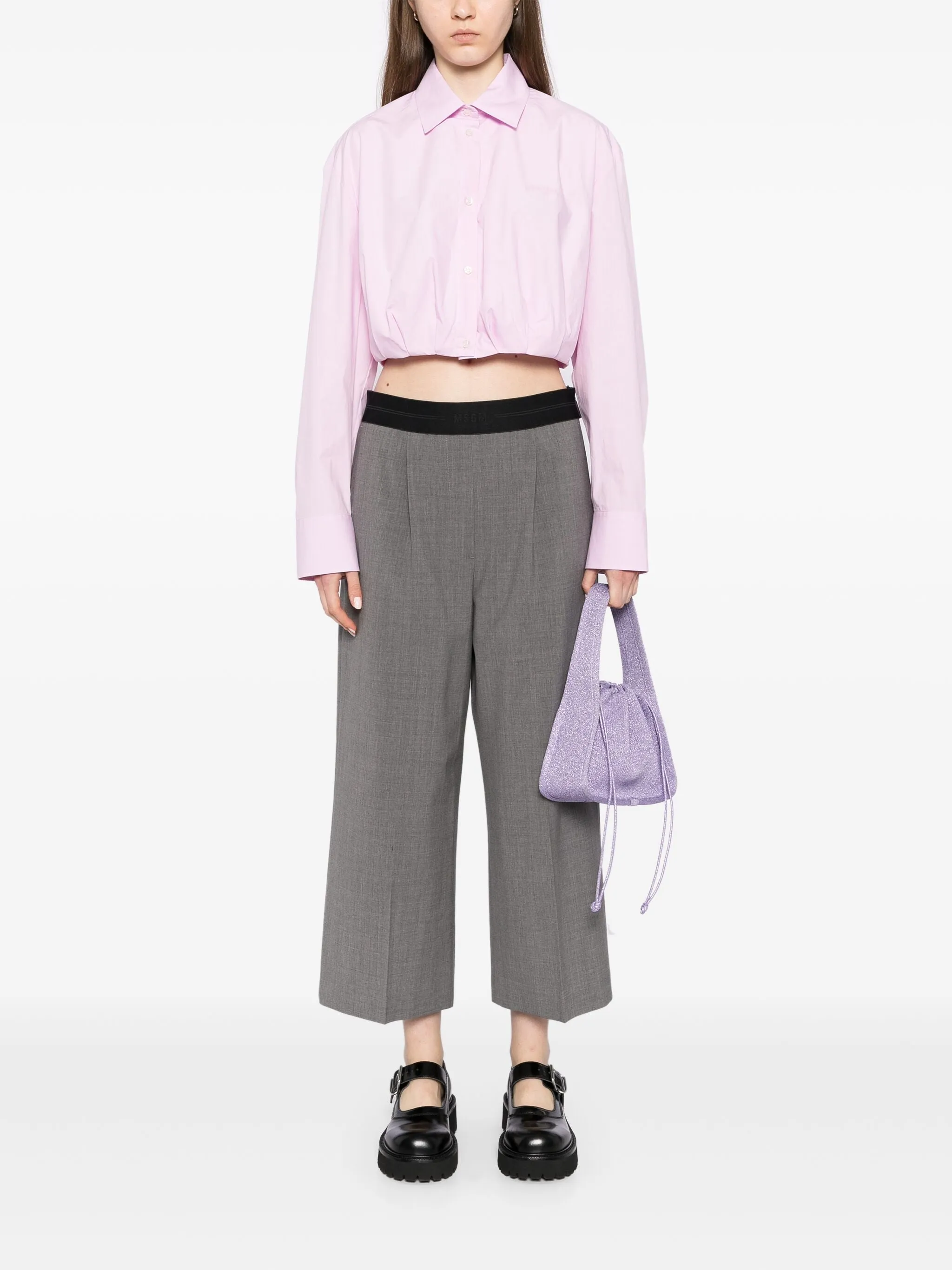 Cropped Shirt With Elastic Waist