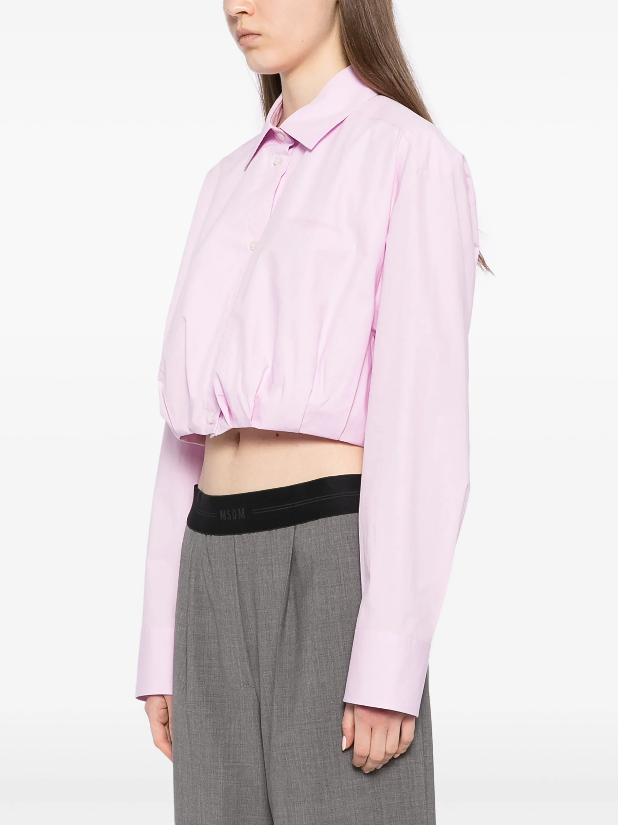 Cropped Shirt With Elastic Waist