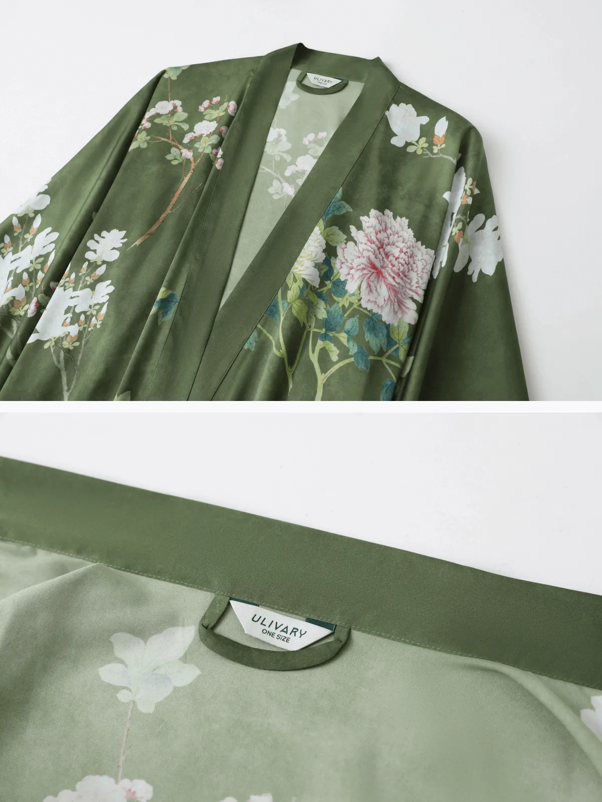 Floral Olive Kimono Robe