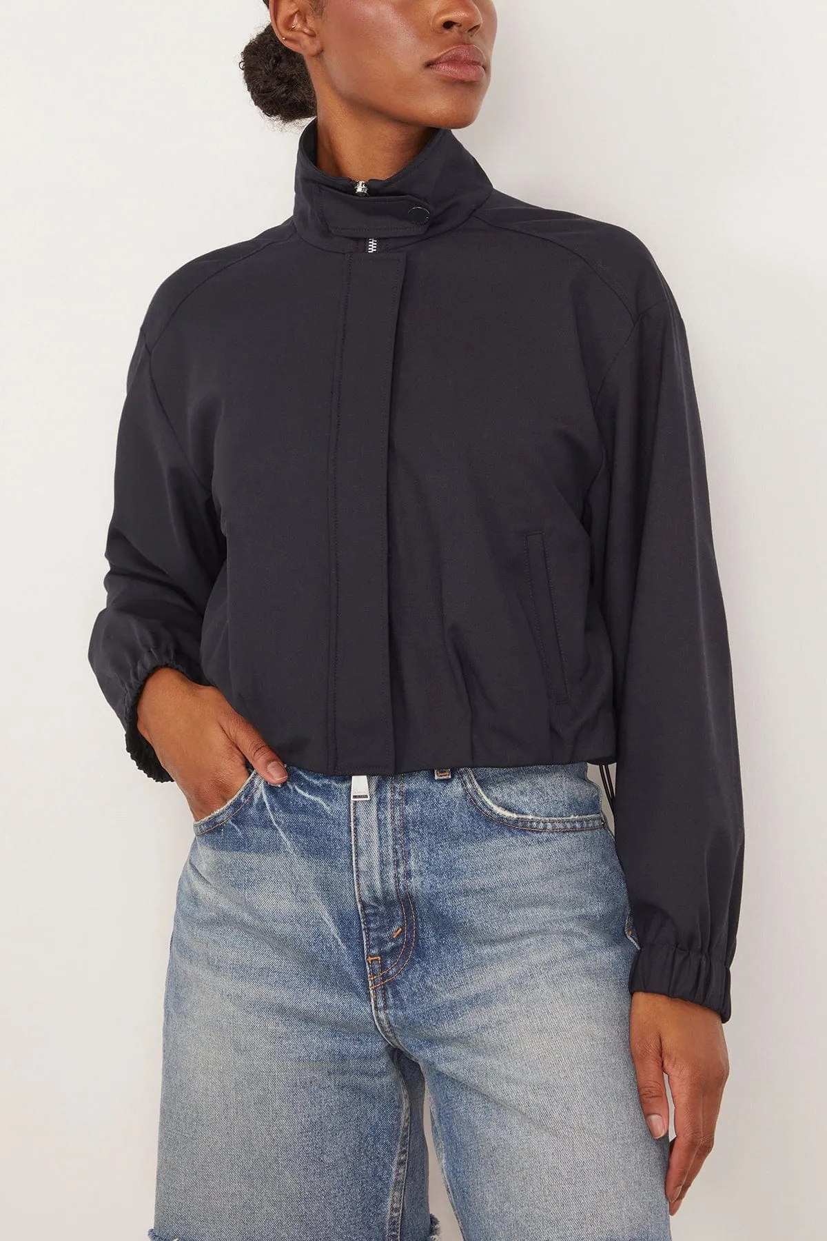 Geniveve Cropped Track Jacket in Dark Midnight