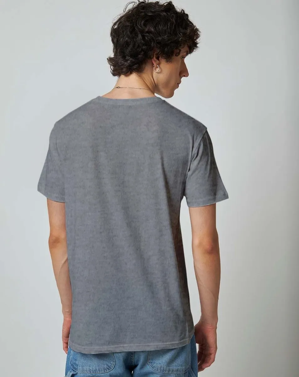 Grey Melange Plain T-shirt