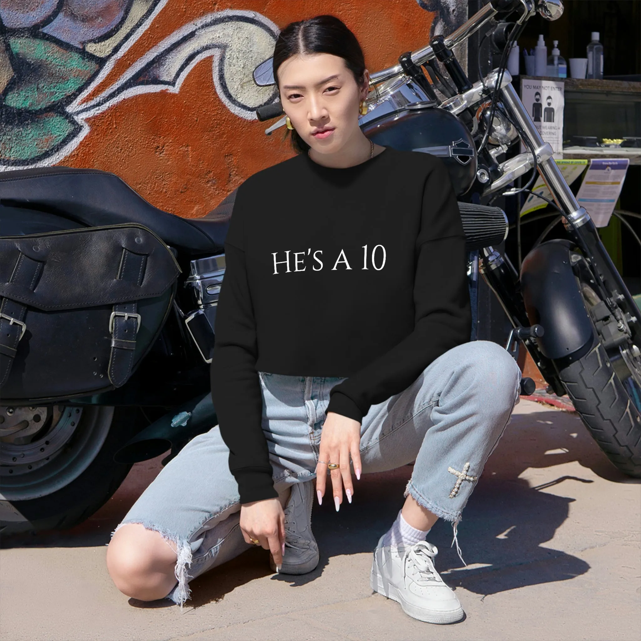 He's a 10 Crop Sweatshirt