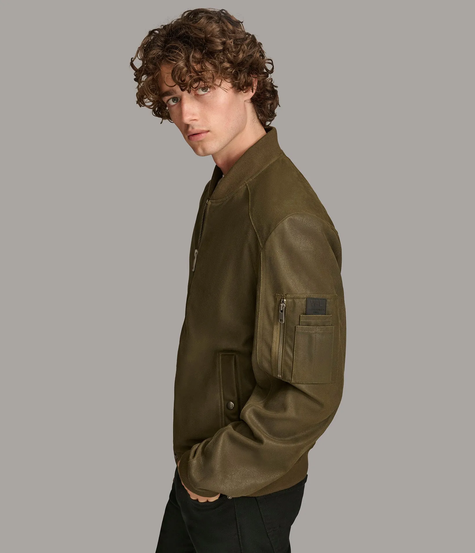 James Genuine Leather Bomber Jacket