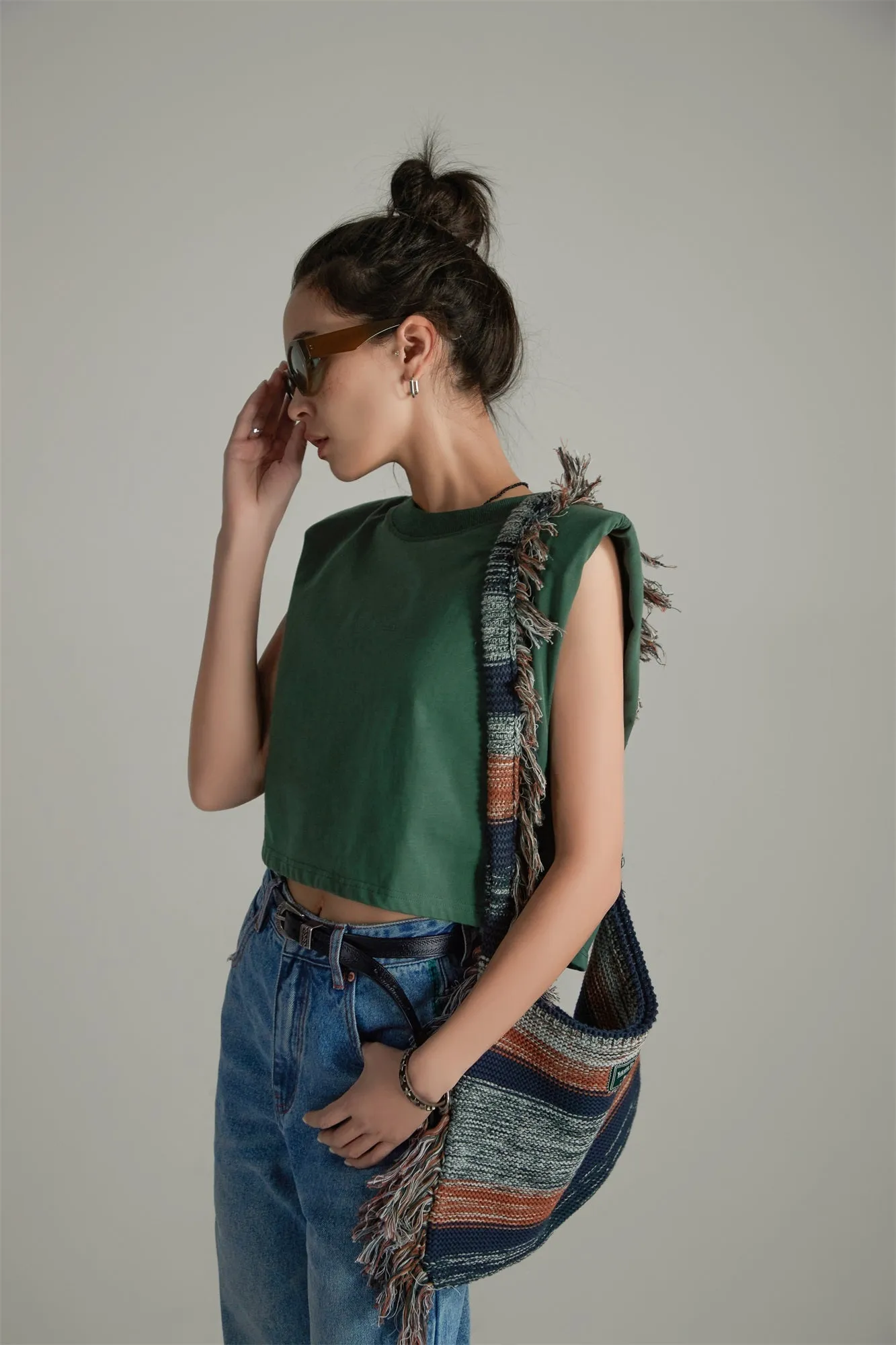 Loose Fit Cropped Vest Sweatshirt