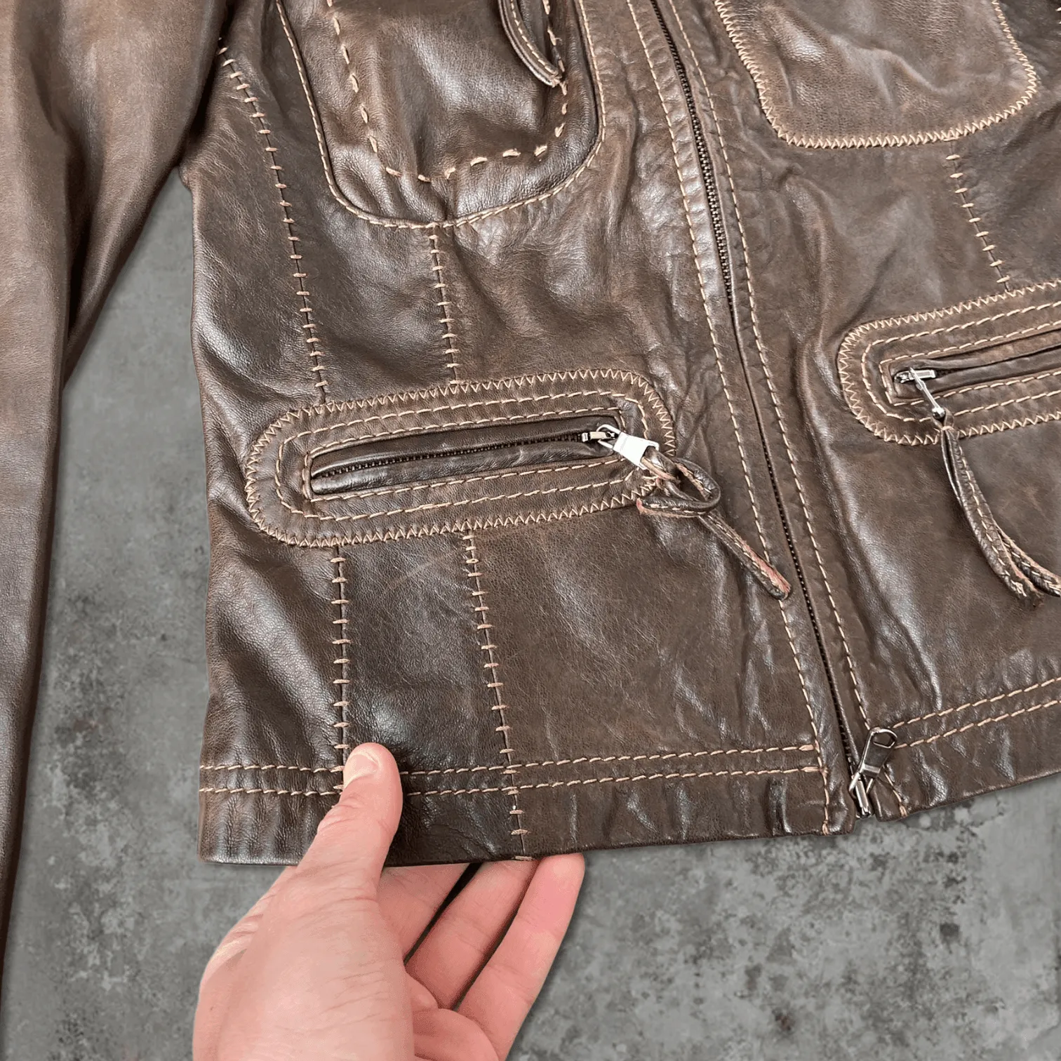 MARLBORO LEATHER BIKER JACKET - S