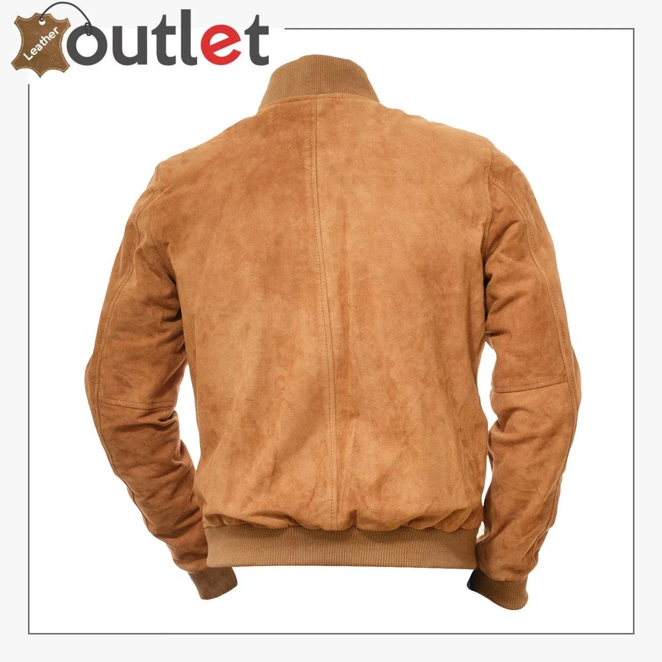 Men Tan Suede Bomber Jacket