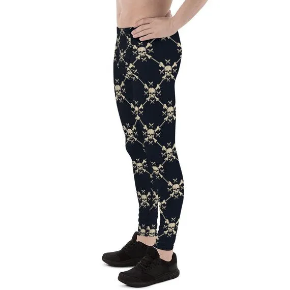 Men's Chain Link Skulls Leggings - High-Performance Workout Wear