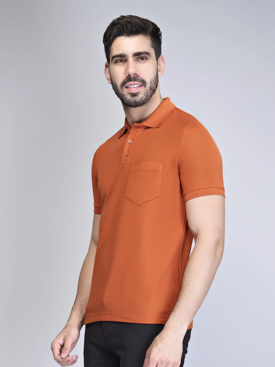 Mens Expert Polo Tshirt with Pocket Burnt Orange EP23