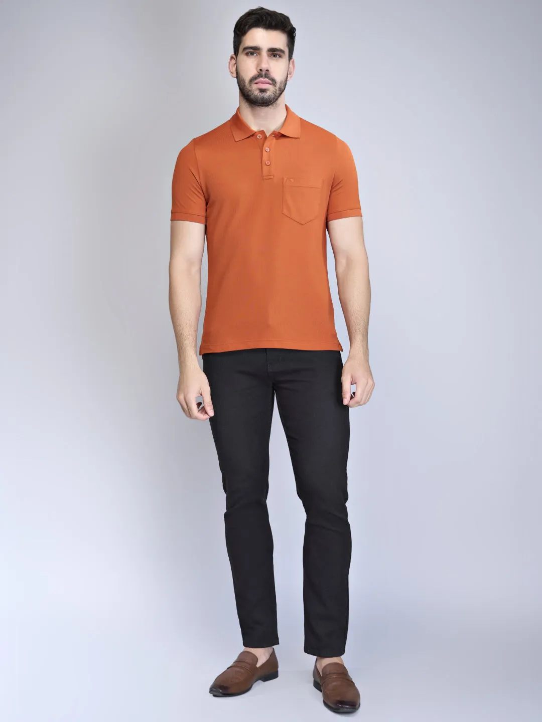 Mens Expert Polo Tshirt with Pocket Burnt Orange EP23