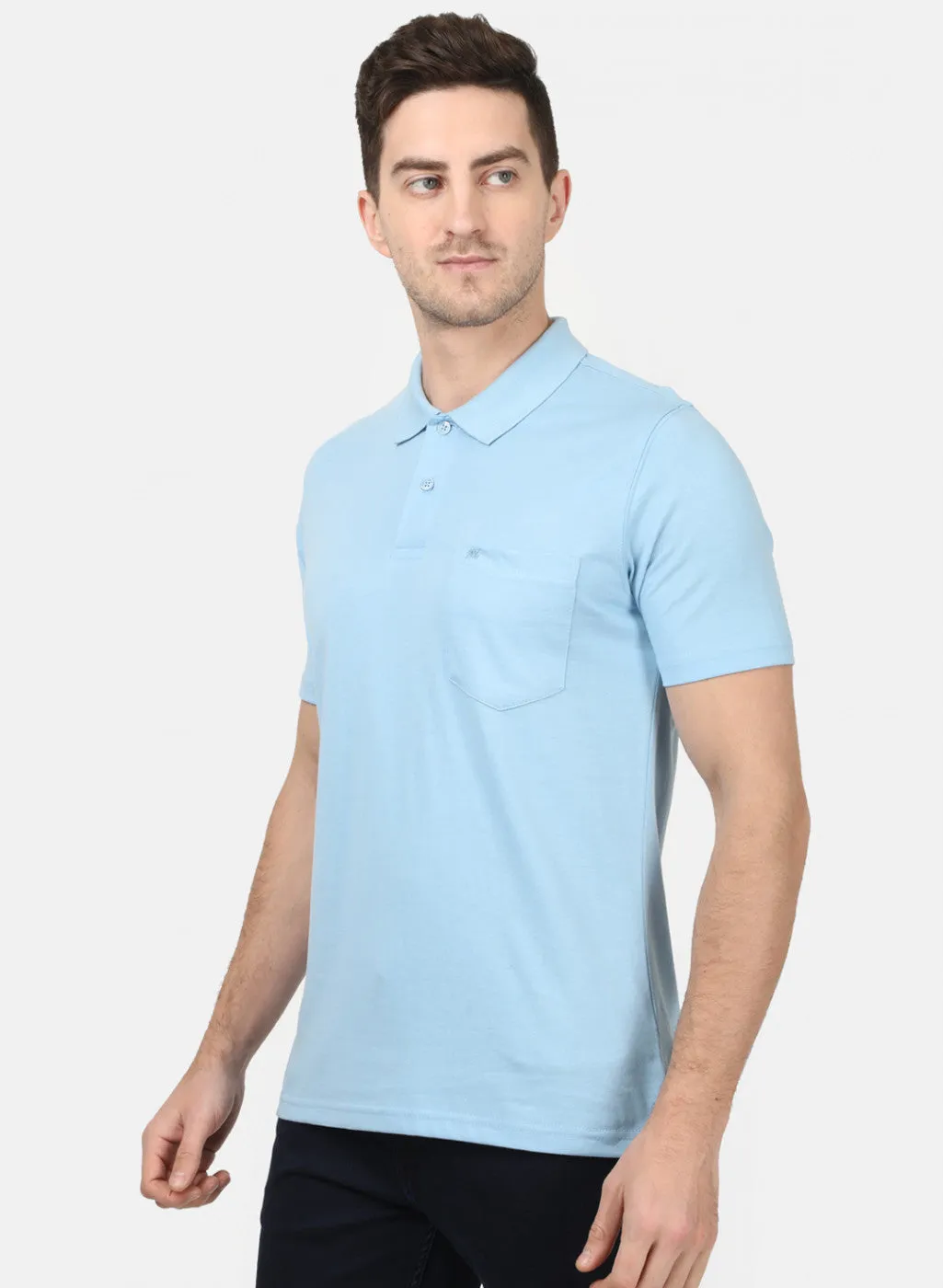 Mens Sky Blue Plain T-Shirts