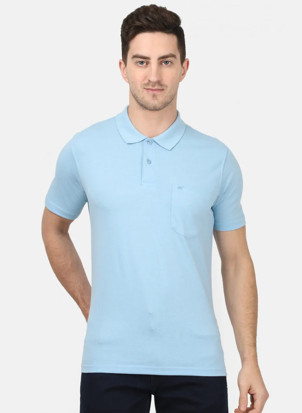 Mens Sky Blue Plain T-Shirts