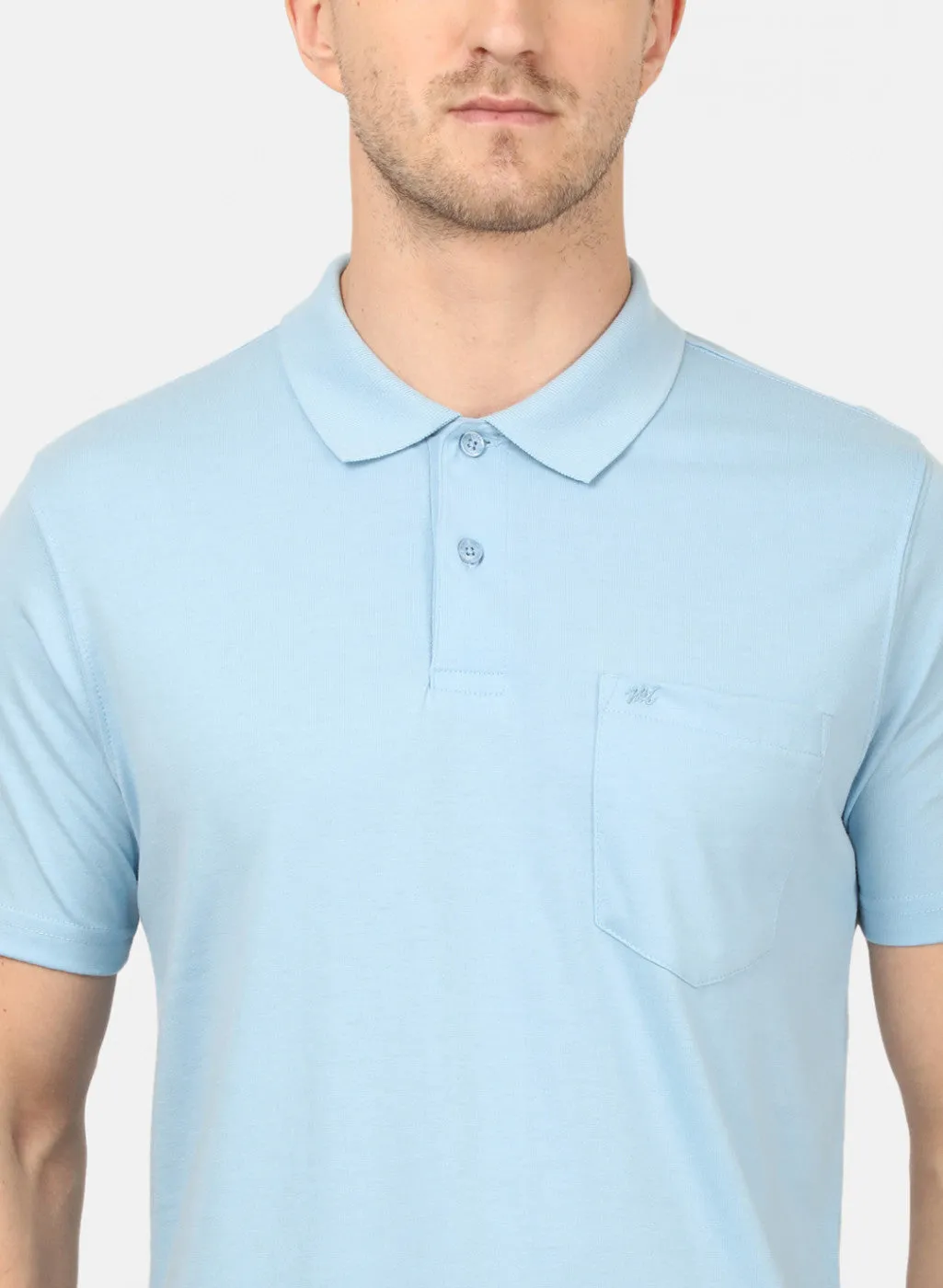 Mens Sky Blue Plain T-Shirts