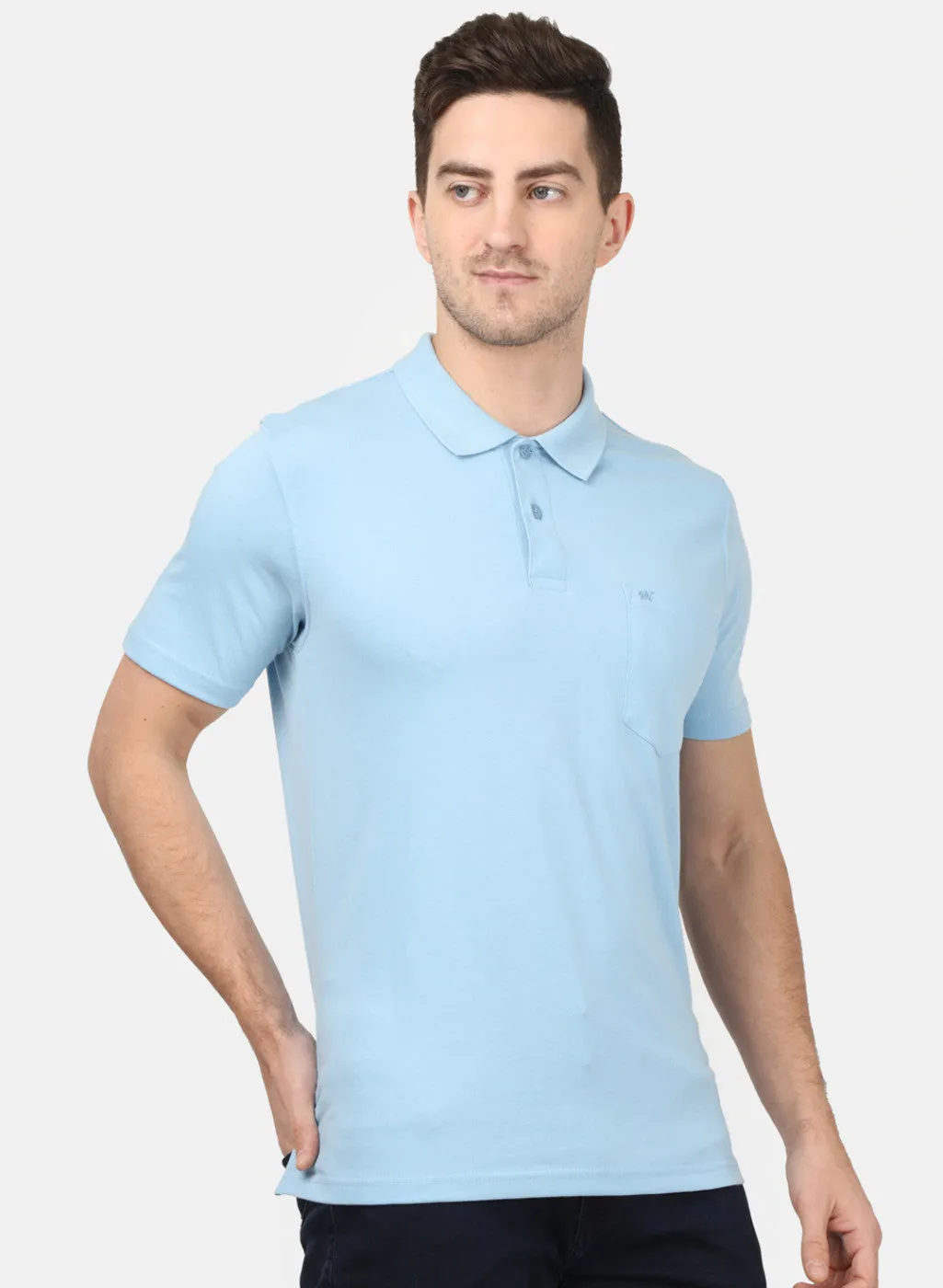 Mens Sky Blue Plain T-Shirts