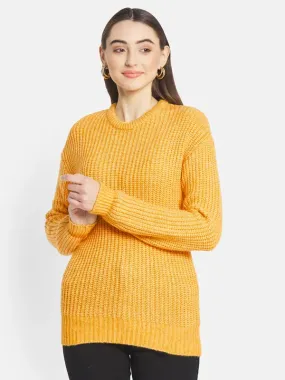 Mettle Women Yellow Ribbed Pullover