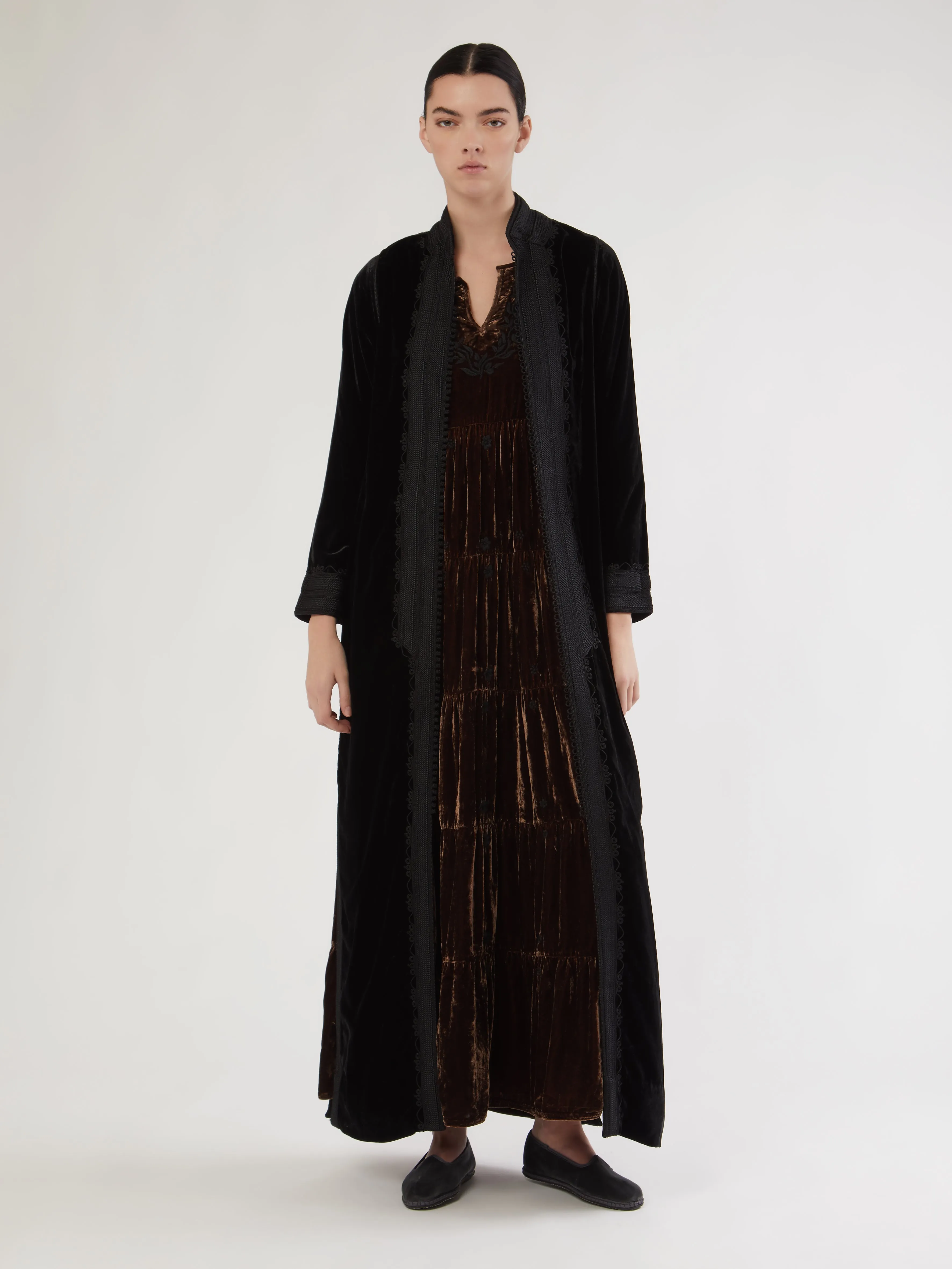 Moroccan long velvet robe