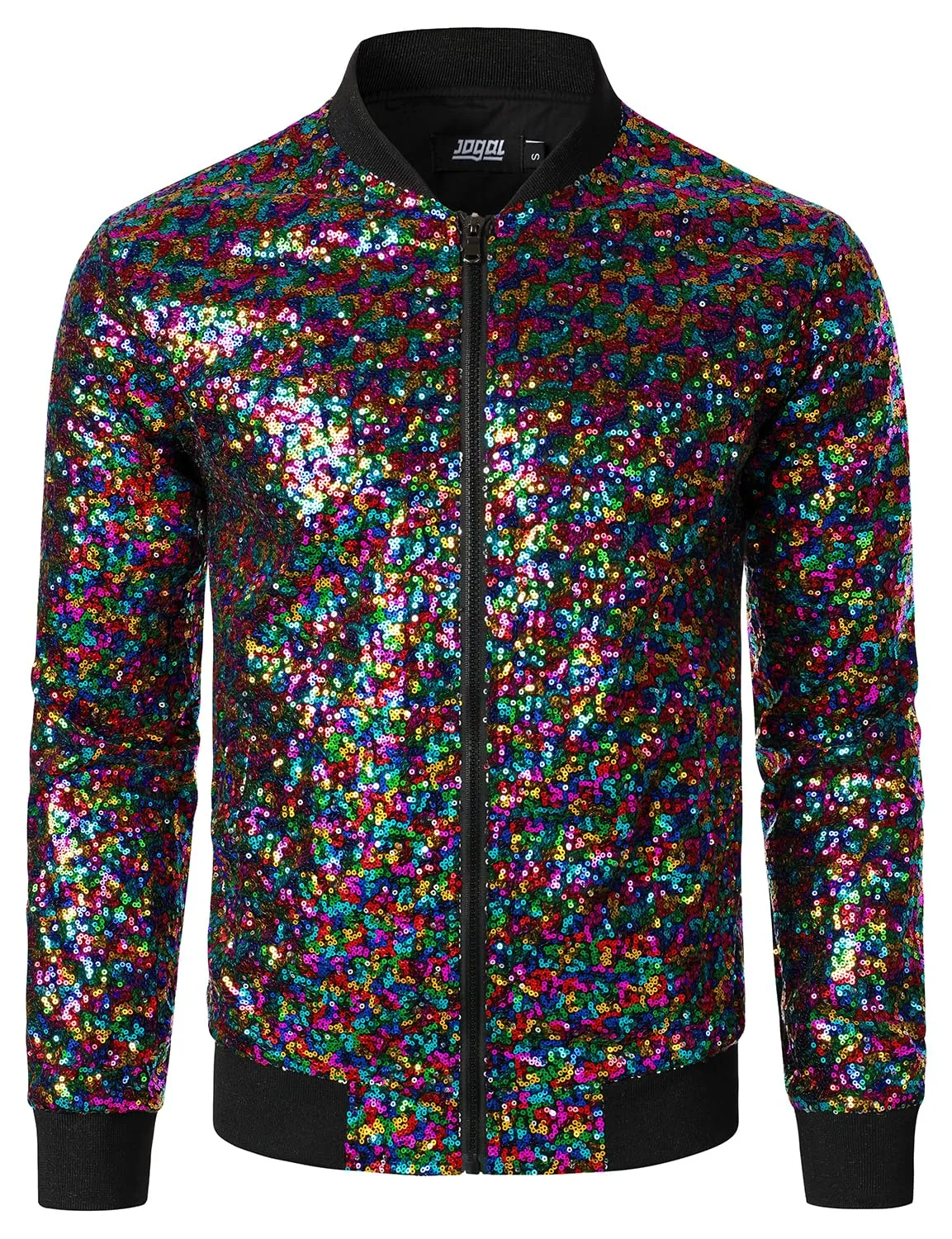 Multicolour Men's Sequin Long Sleeve Bomber Jacket