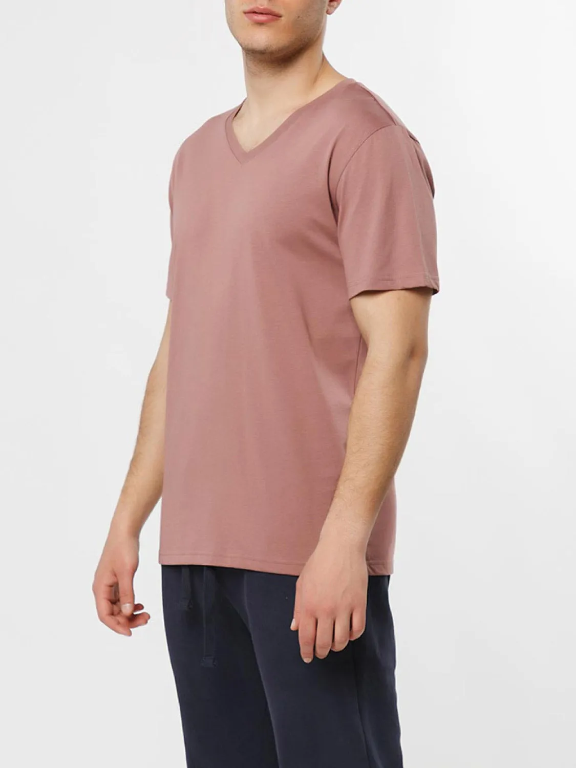 Organic Cotton V-neck T-shirt Rosewood