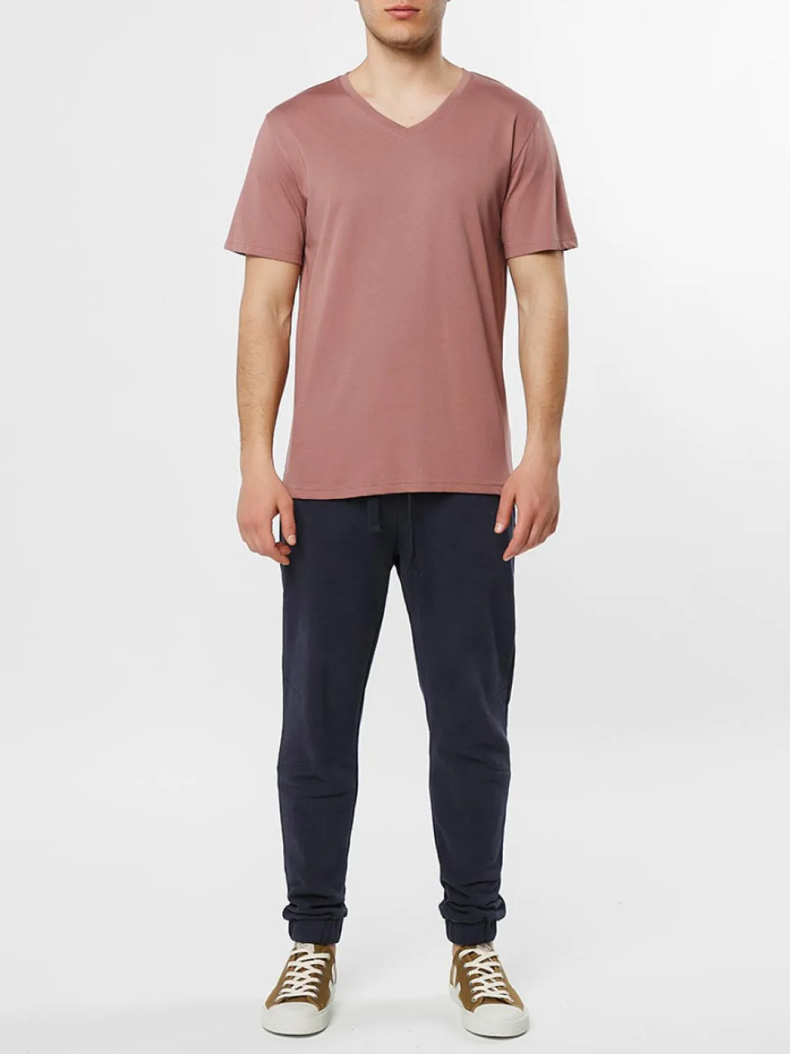 Organic Cotton V-neck T-shirt Rosewood