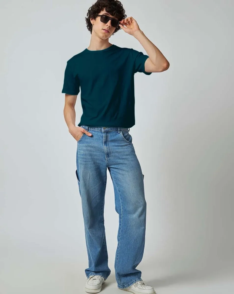 Petrol Blue Plain T-shirt