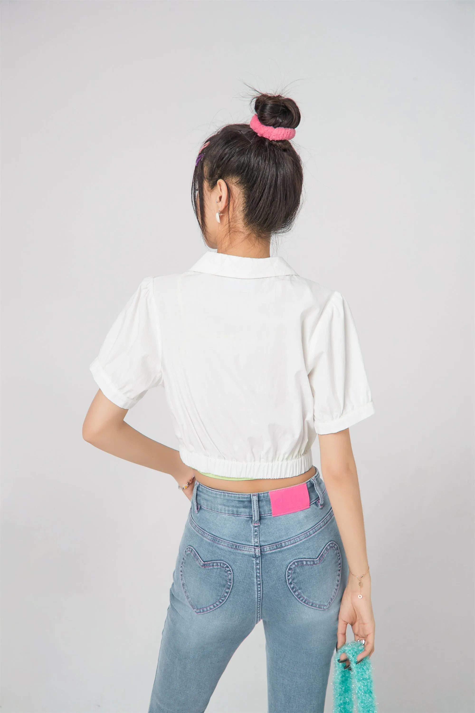 Puff Sleeve Cropped Shirt