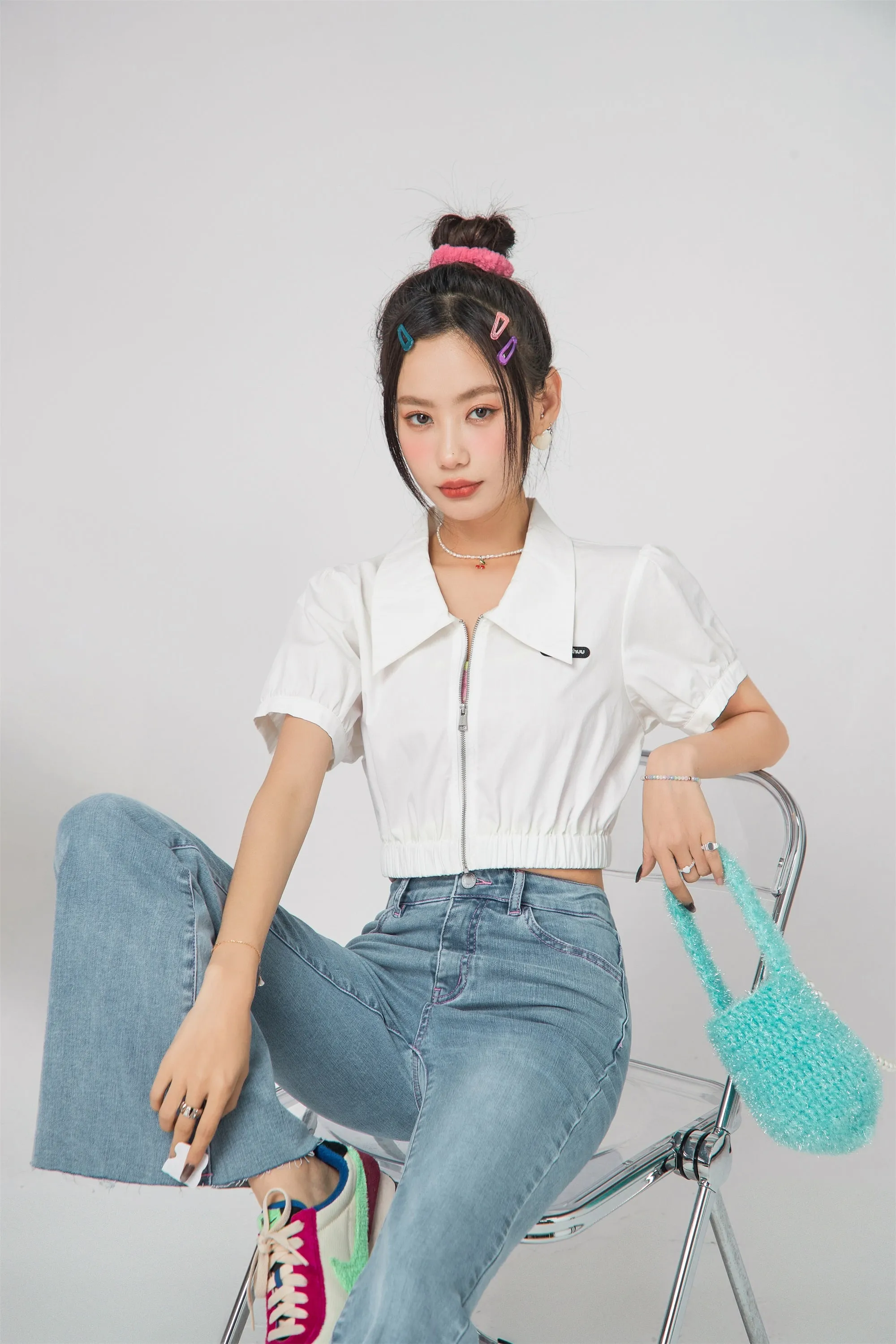 Puff Sleeve Cropped Shirt