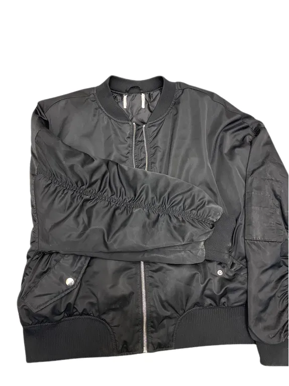 Rubynee Vintage y2k Black Satin Quilt Lined Bomber Jacket