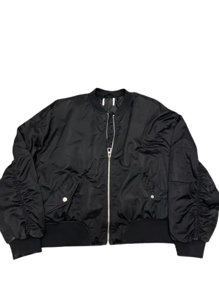 Rubynee Vintage y2k Black Satin Quilt Lined Bomber Jacket