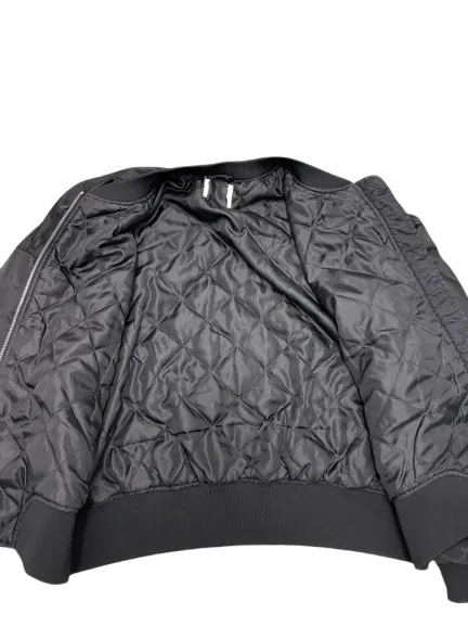 Rubynee Vintage y2k Black Satin Quilt Lined Bomber Jacket