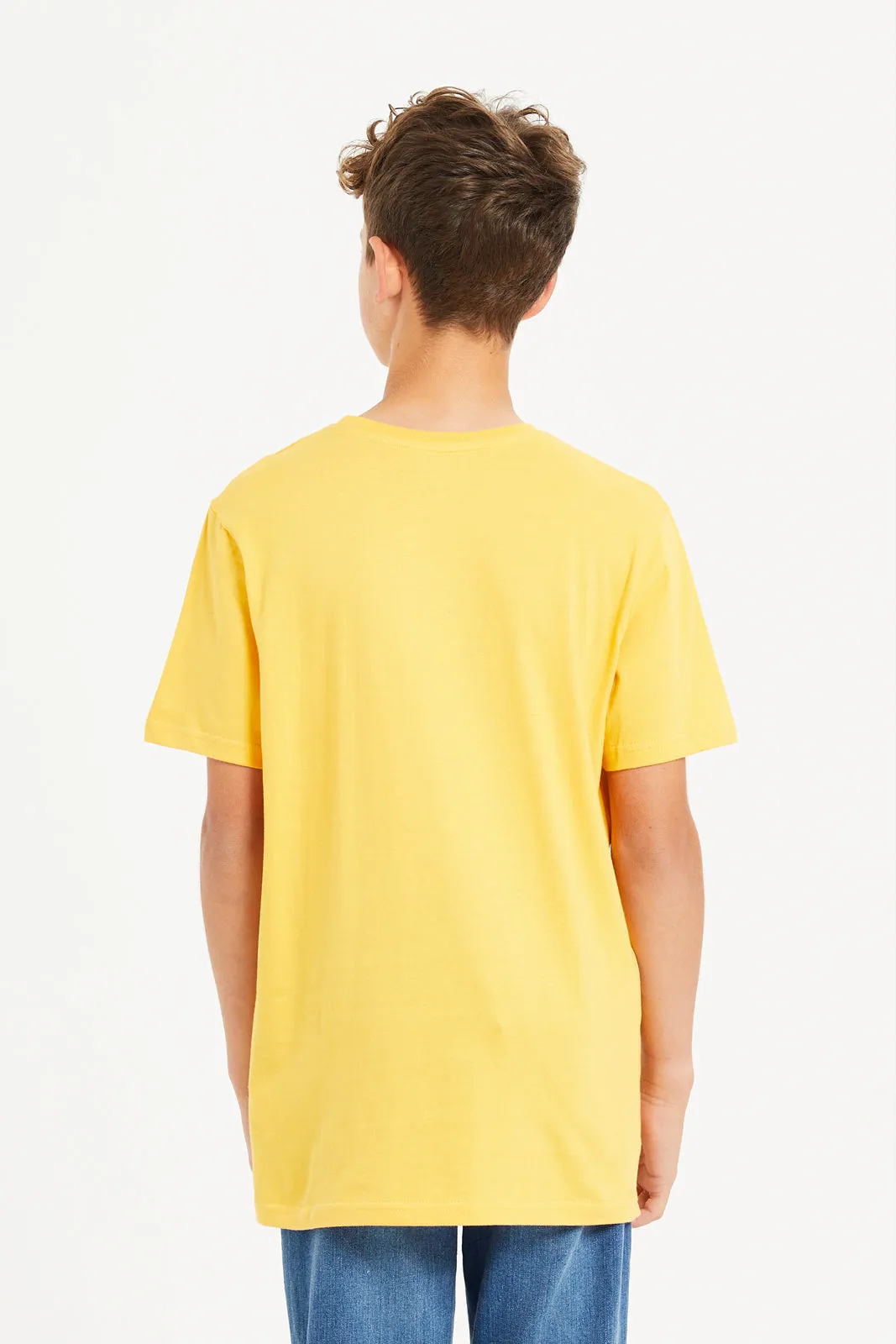 Senior Boys Beige And Yellow T-Shirt Set (Pack Of 2)