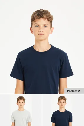 Senior Boys Navy And Grey T-Shirt Set (Pack Of 2)