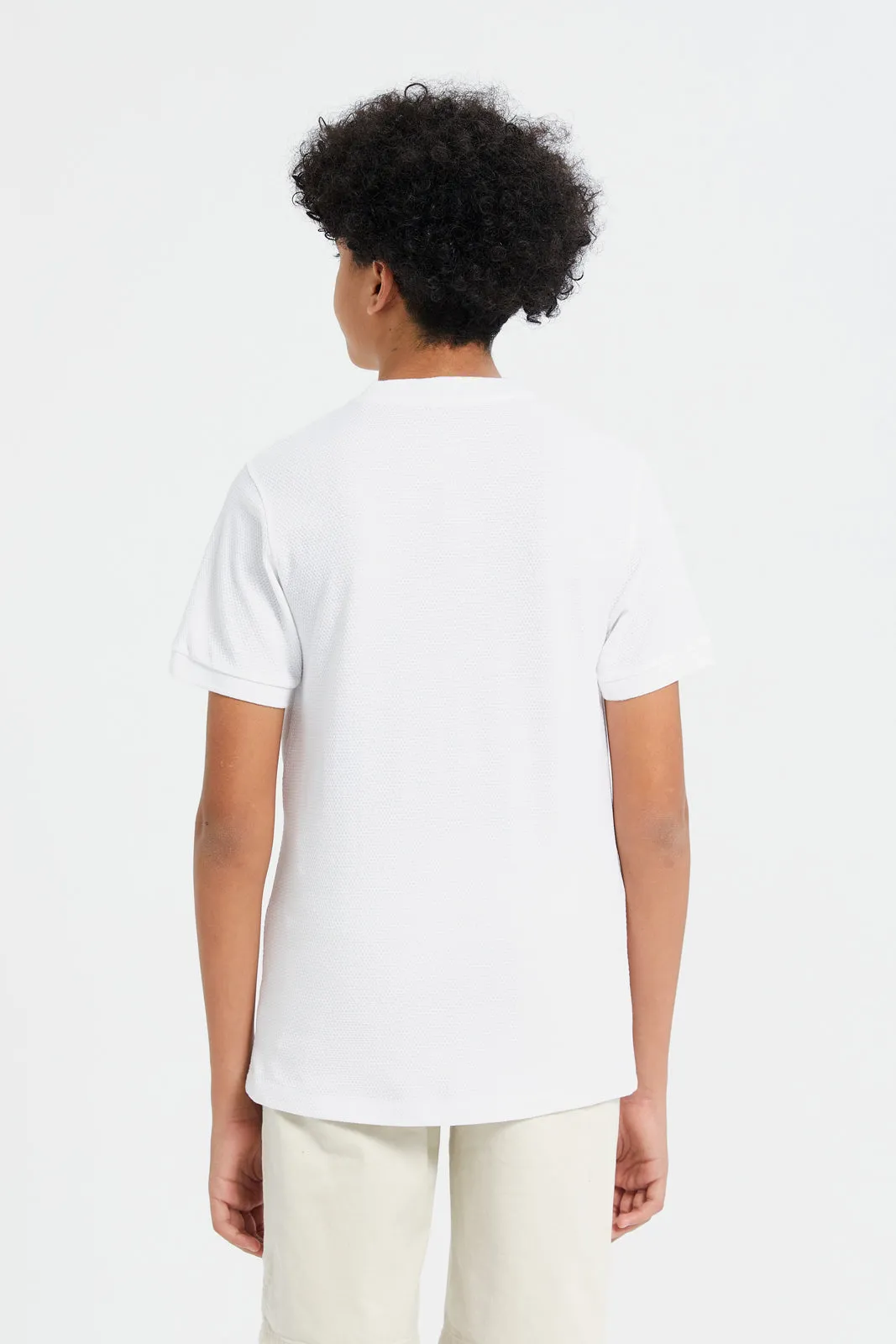 Senior Boys White Zip Neck