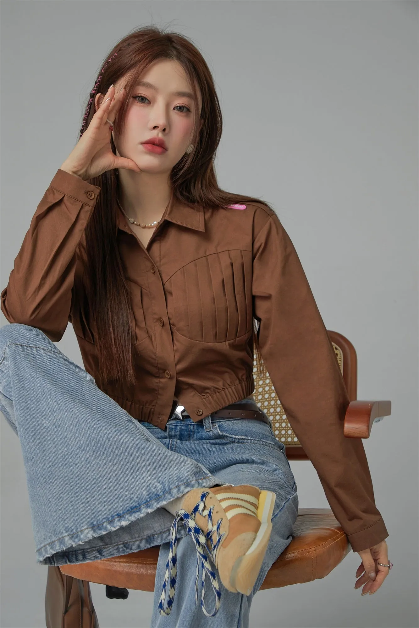 Shirred Cropped Shirt