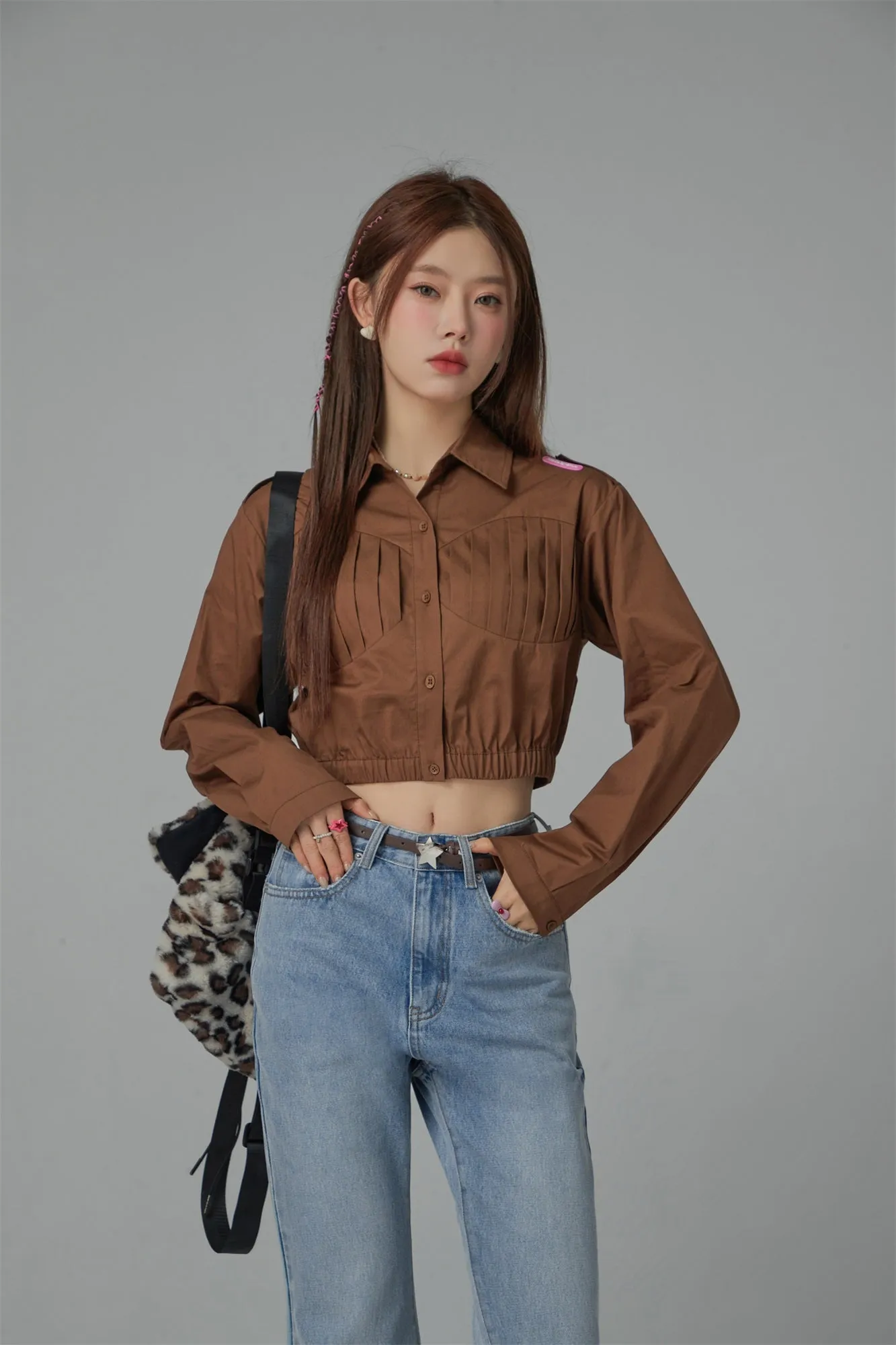 Shirred Cropped Shirt