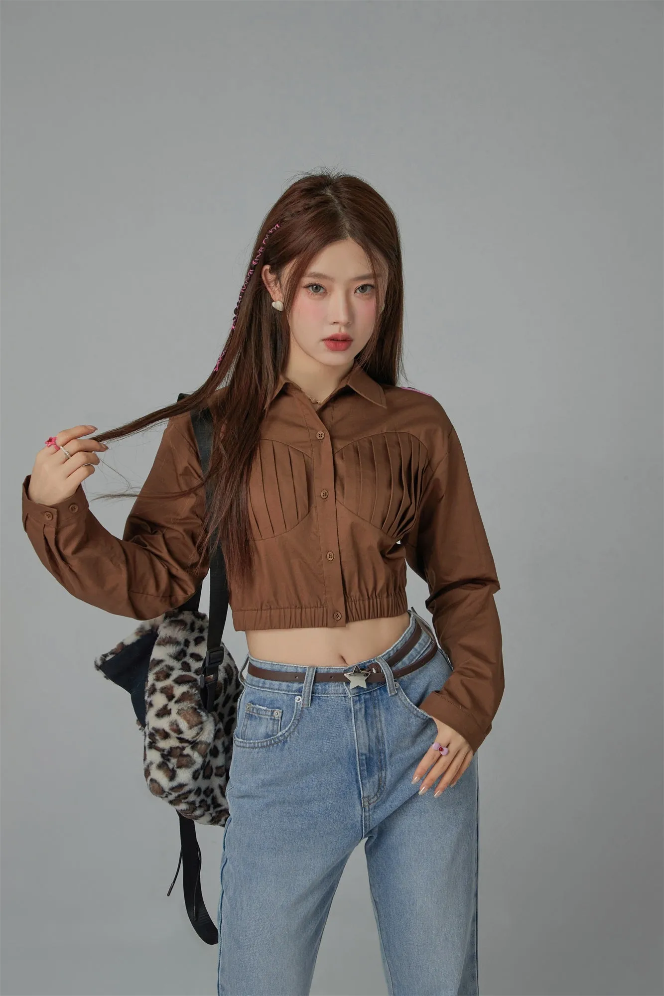 Shirred Cropped Shirt