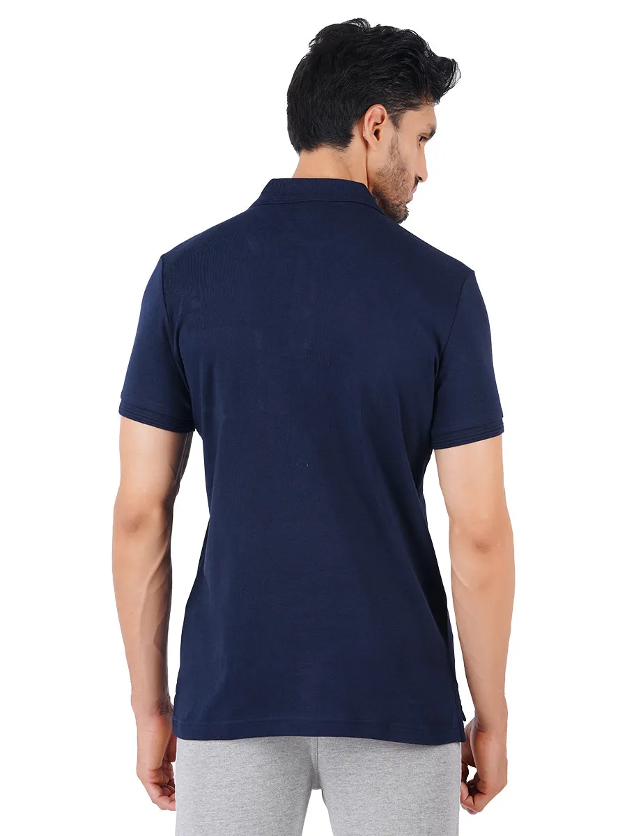 Super Combed Cotton Polo T-Shirt Navy Blue with Chest Pocket