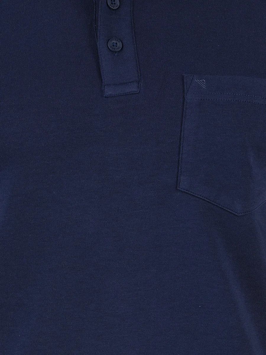 Super Combed Cotton Polo T-Shirt Navy Blue with Chest Pocket