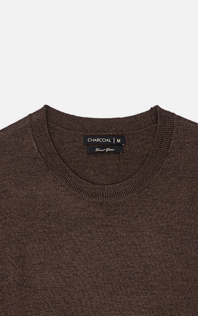 SWEATER CREW NECKLINE BROWN BLACK